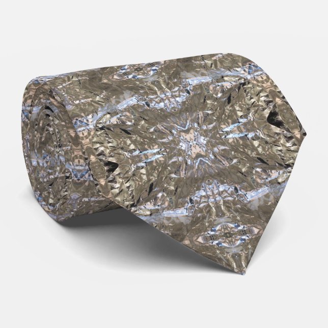 Aluminum Foil Crinkled Wrapper Abstract Art Tie (Rolled)