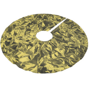 Aluminum Foil Design in Golden Yellow Brushed Polyester Tree Skirt
