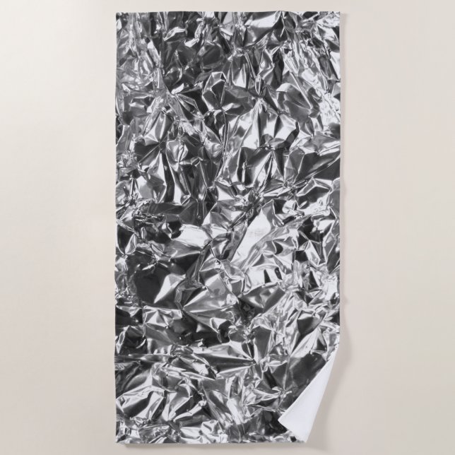Aluminum Foil Design Silver Colour Beach Towel (Front)