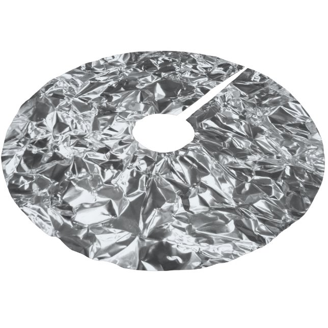 Aluminum Foil Design Silver Colour Brushed Polyester Tree Skirt (Angled)