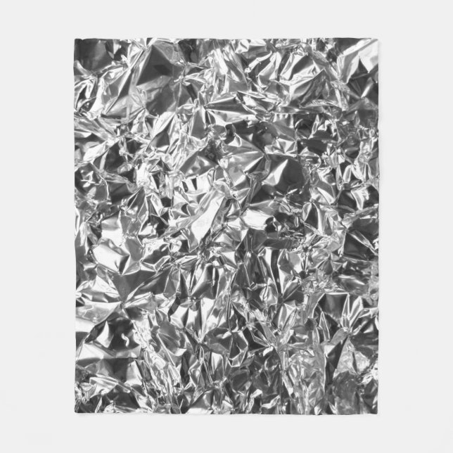 Aluminum Foil Design Silver Colour Fleece Blanket (Front)
