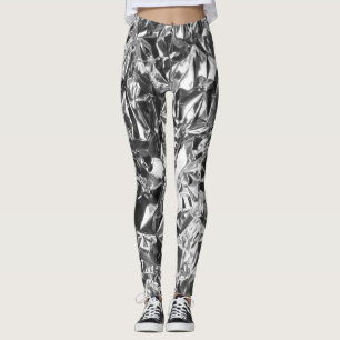 Aluminum Foil Design Silver Colour Leggings