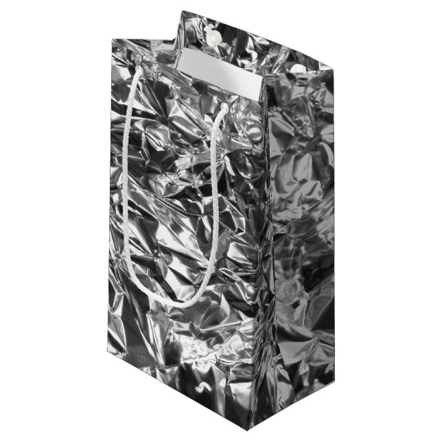 Aluminum Foil Design Silver Colour Small Gift Bag (Front Angled)