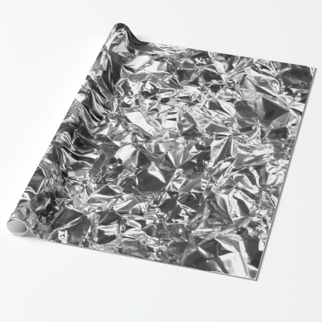 Aluminum Foil Design Silver Colour Wrapping Paper (Unrolled)