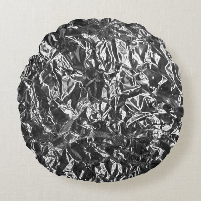 Aluminum Foil Metal Texture Round Pillow (Front)