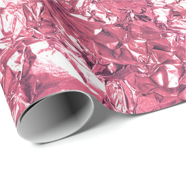 Aluminum Foil Pink Rose White Wrinkled Wrapping Paper (Roll Corner)