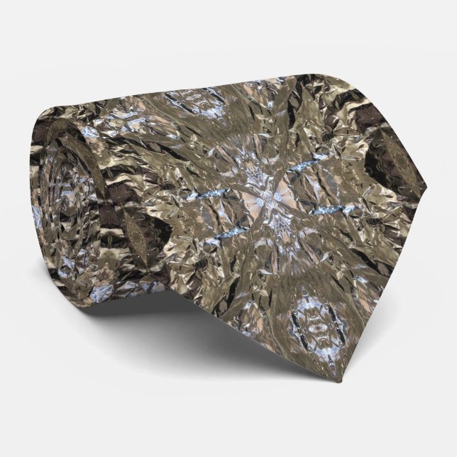 Aluminum Foil Wrinkled Wrapper Abstract Art Tie (Rolled)