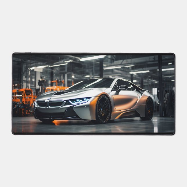 aluminum futuristic race car desk mat (Front)