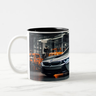 aluminum futuristic race car Two-Tone coffee mug