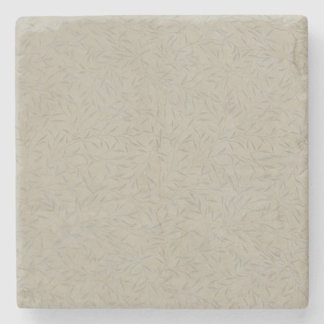 Aluminum Grey Embossed Leaf Vines Stone Coaster (Front)