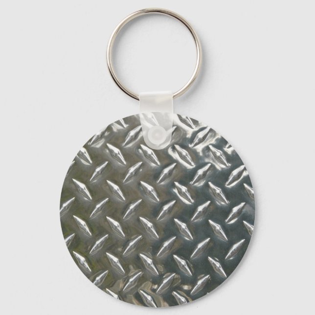 Aluminum Metal Checkerplate Keychain (Front)