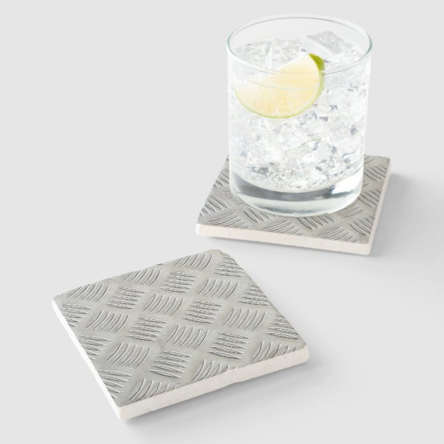 Aluminum Plate Diamond Pattern Stone Coaster (Side)
