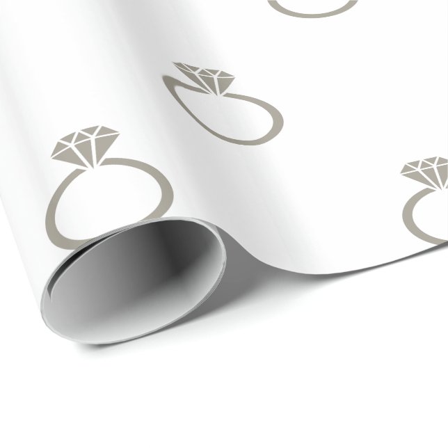 Aluminum Silver Grey Engagement Rings on White Wrapping Paper (Roll Corner)