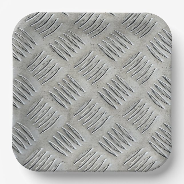 Aluminum Texture Diamond Pattern Paper Plate (Front)
