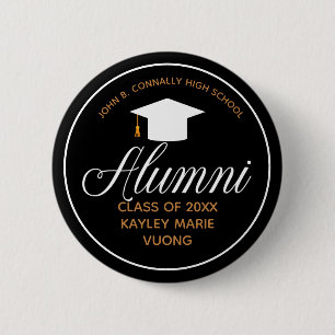 Alumni Black Gold High School Reunion Name Tag 2 Inch Round Button