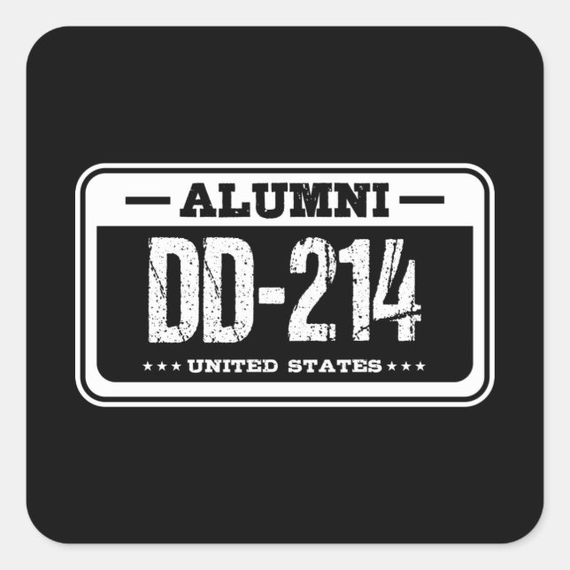 ALUMNI DD214 UNITED STATES American Veteran Gift Square Sticker (Front)