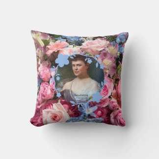 Alva Vanderbilt with Floral Background Throw Pillow