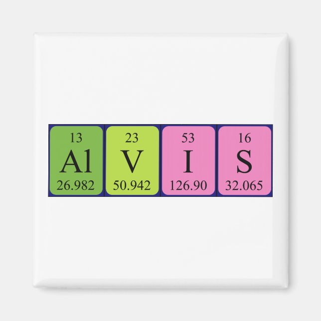 Alvis periodic table name magnet (Front)