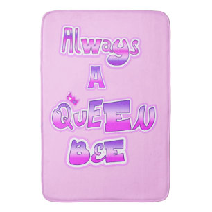 Always a queen bee baby pink bath mat