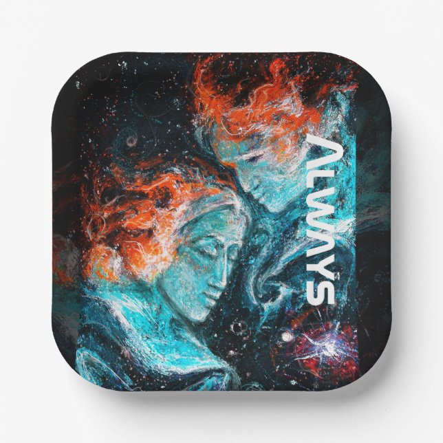 Always Across the Space Nebula Couple Paper Plate (Front)