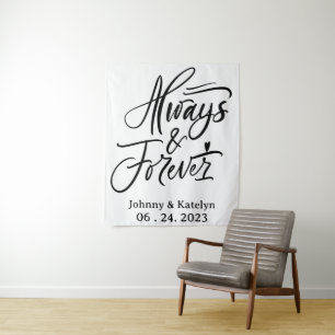 Always and Forever Custom Wedding Backdrop  Tapestry