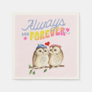 Always And Forever Cute Owls in Love    Napkin