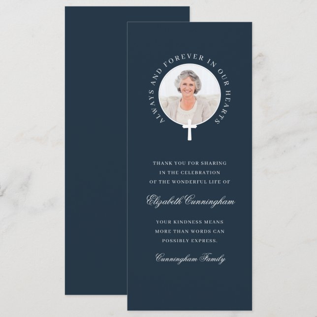 Always and Forever In Our Hearts |  Photo & Cross Invitation (Front/Back)