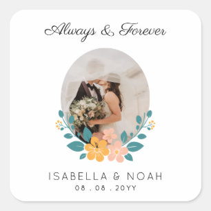 Always and Forever Personalized Wedding Square Sticker