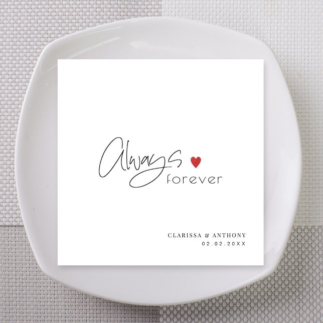 Always and Forever Script Wedding Custom Names Napkin (Always and forever script wedding custom names napkins for wedding dinner)