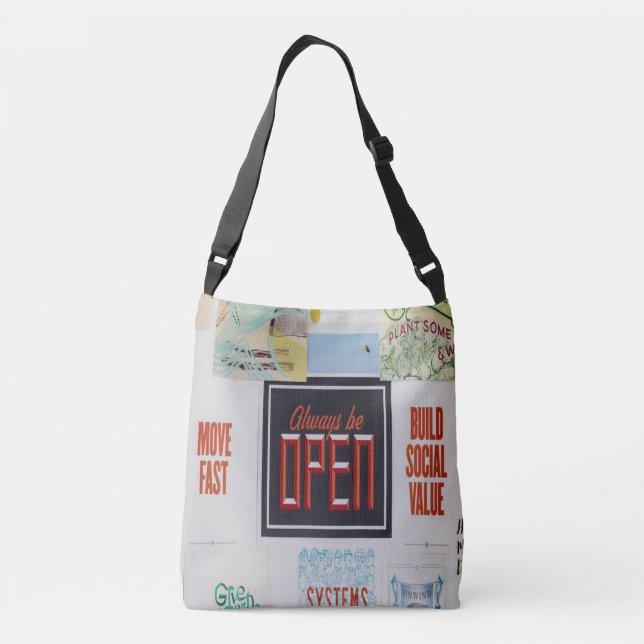 Always be Open, Motivational Inspirational Crossbody Bag (Back)