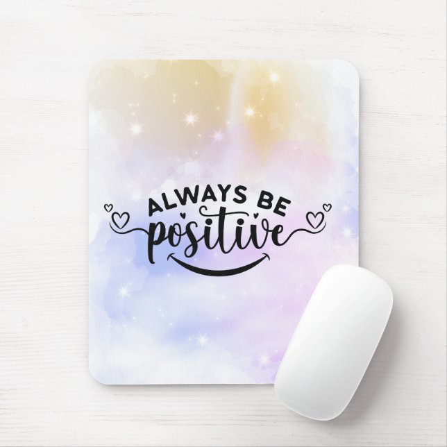 Always Be Positive Purple Yellow  Mouse Pad (With Mouse)