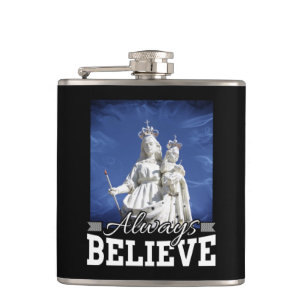Always Believe Mary Baby Jesus Christmas Quote Hip Flask