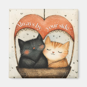Always by Your Side Cozy Cats Balloon Ride Magnet