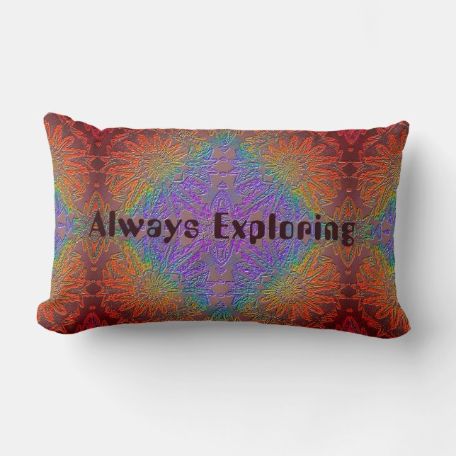 Always Exploring, Never Lost Dark Rainbow Pattern  Lumbar Pillow (Front)