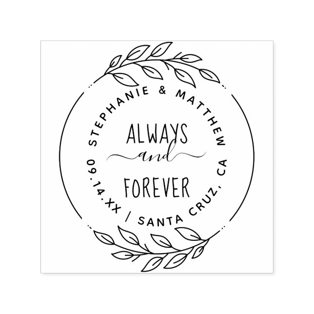 Always & Forever | Cute Rustic Script & Branches Self-inking Stamp (Design)