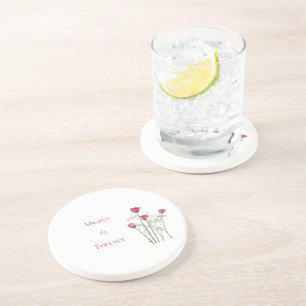 Always & Forever Floral Romantic Anniversary  Coaster