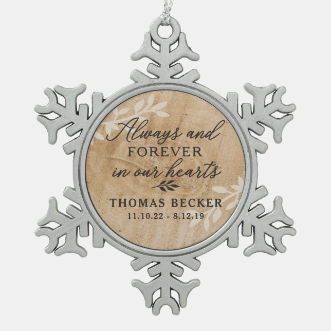 Always & Forever Memorial Snowflake Photo Ornament (Front)