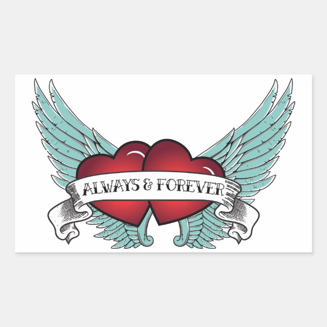 Always & Forever Rockabilly Winged Heart Sticker (Front)