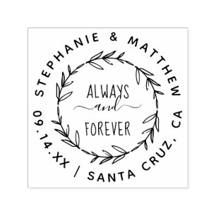 Always & Forever   Rustic Leaves & Custom Script Self-inking Stamp
