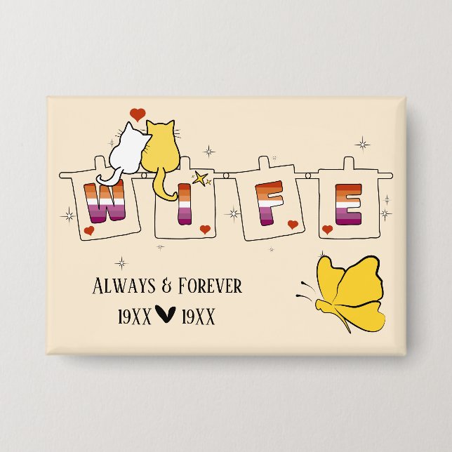 Always & Forever Sunset Lesbian Flag Wife Button (Front)