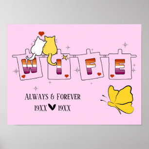 Always & Forever Sunset Lesbian Flag Wife Poster