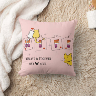 Always & Forever Sunset Lesbian Flag Wife Throw Pillow