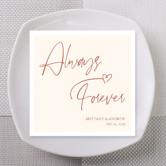 Always & Forever Terracotta Stacked Script Wedding Napkin