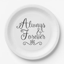 Always & Forever Wedding Paper Plates