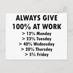 Always give 100% at work postcard