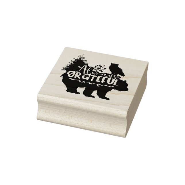 Always Grateful Woodland Scene Rubber Stamp (Stamp)