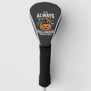 Always Halloween Black Cat Pumpkin Design Golf Head Cover
