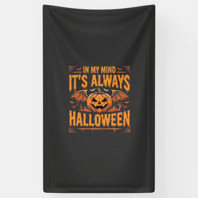 Always Halloween Pumpkin Bat Vector Design_1 Banner (Vertical)