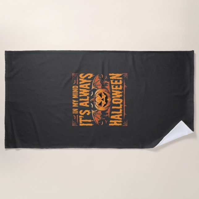 Always Halloween Pumpkin Bat Vector Design_1 Beach Towel (Front)