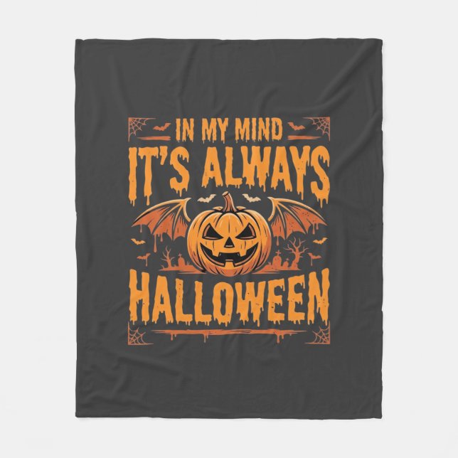 Always Halloween Pumpkin Bat Vector Design_1 Fleece Blanket (Front)